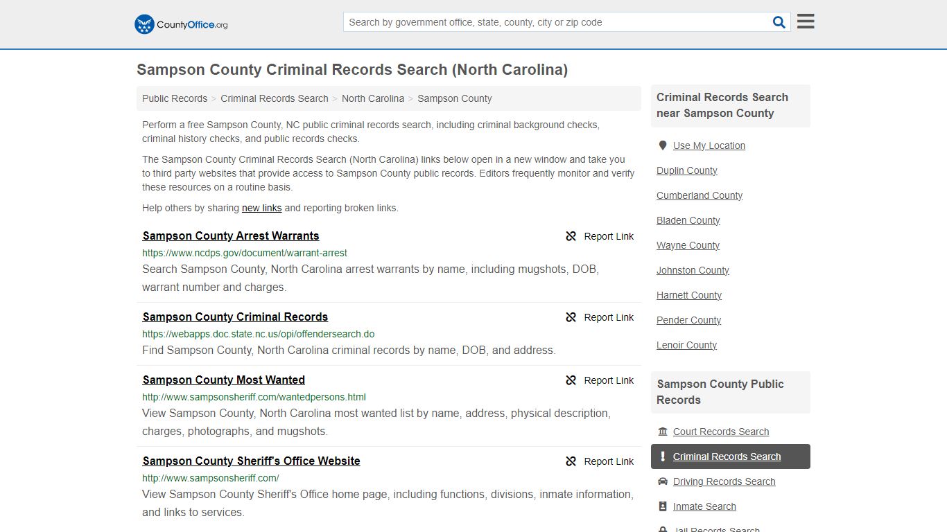 Sampson County Criminal Records Search (North Carolina) - County Office